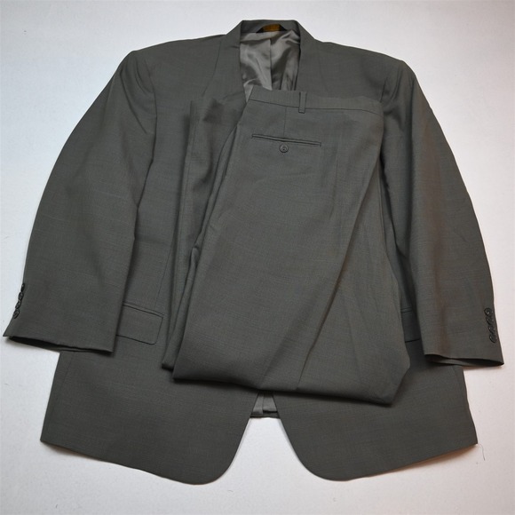 Vtg USA Made 48S 42x30 Green Glenn Check 100% Wool Mens Jacket Pants Suit